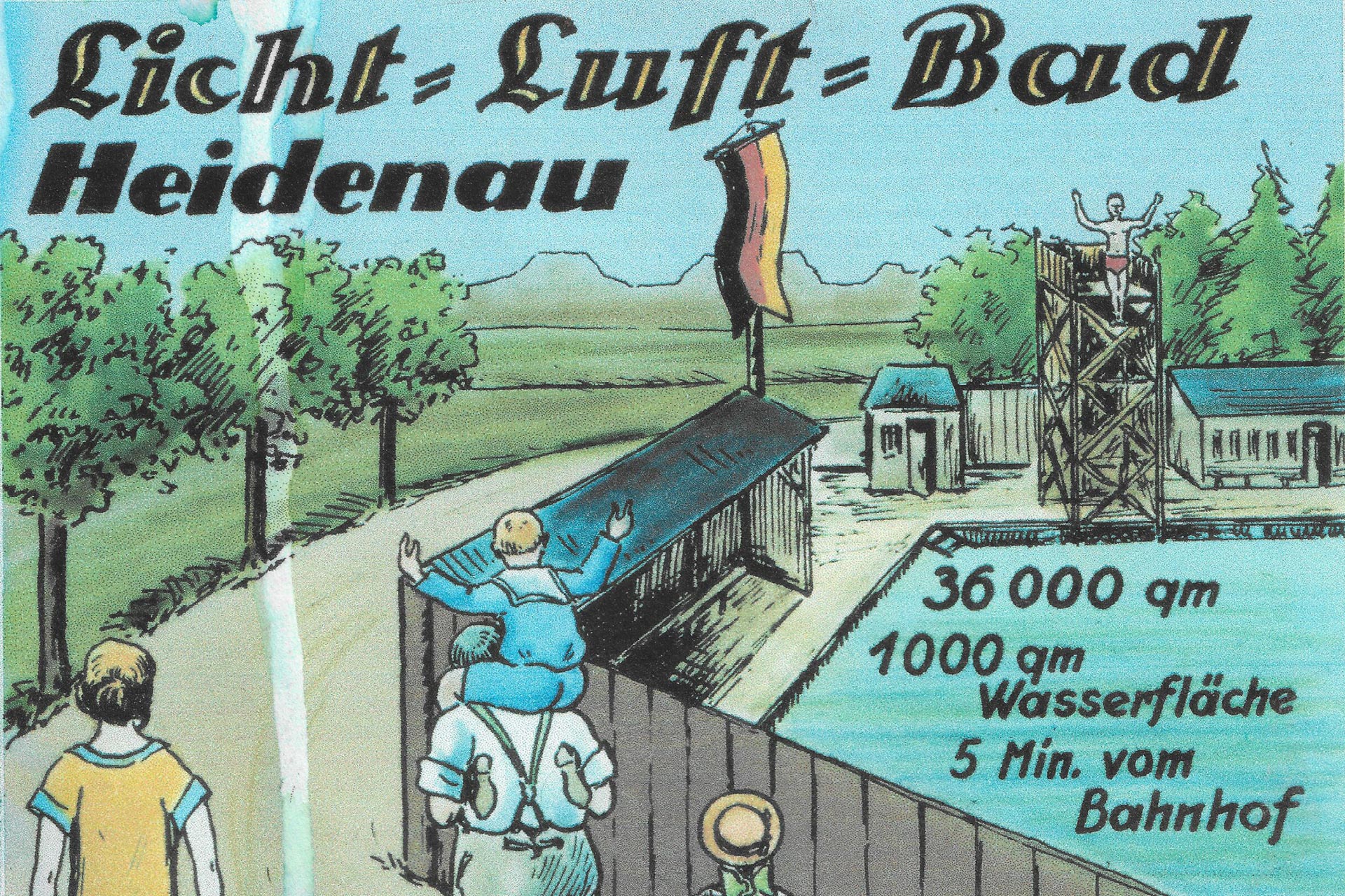 Postkarte Licht-Luft-Bad Heidenau von 1922 © Albert-Schwarz-Bad